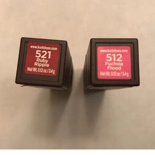 Lot (2) Of  Burt's Bees Lipstick Colors: 1 Ruby - 1 Fuchsia - Amazing Deal!