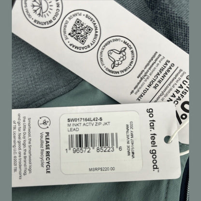 $220 Smartwool Men’s Intraknit Active Full Zip Jacket Merino - Lead Gray- Small