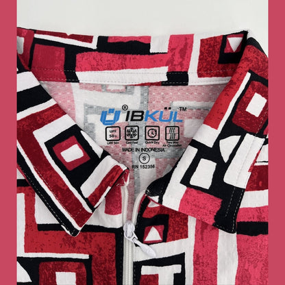 $89 IBKUL Women’s Sleeveless Zip Polo Top Shirt-Jennifer- Red/Black- Small-New