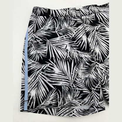 $68 Fair Harbor Men’s Palm Leaf Outdoor Casual Swim Trunks-Black/White-30W-New