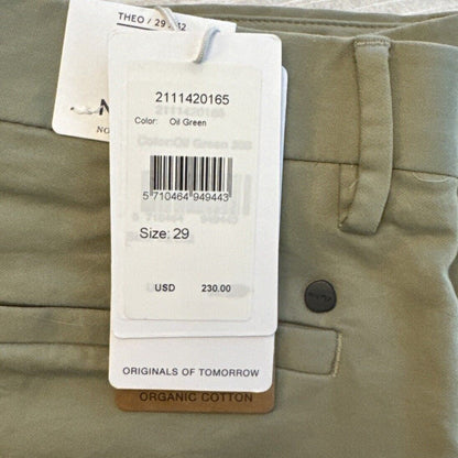 $230 No Nationality NNo7 Men’s Theo Regular Fit Organic Cotton Oil Green 29Wx32L