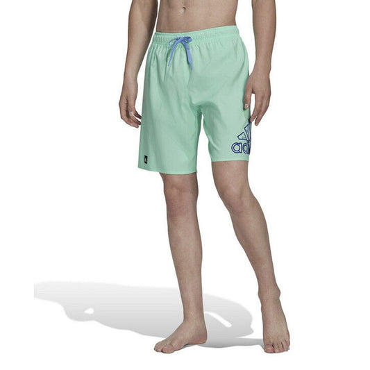Adidas Swim Trunks Mens Floral Logo 9" Inseam Lined - Pulse Mint- XSmall - New