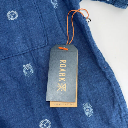 $75 Roark Men’s Journey Sunburst Button S/S Shirt-Dobby Indigo-Small-New Tag