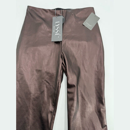 $108 Lysse Women's Stretch Skinny Faux Leather Leggings Pants-Copper -Small- New
