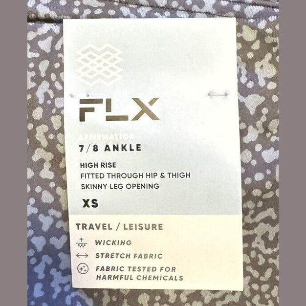 FLX  Women’s Affirmation High-Waisted 7/8 Ankle Leggings- Slate Dots- XS- NWT