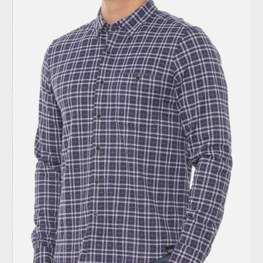 $158 Rhone Men’s Hardy Flannel Shirt Stretch- Blue White Plaids- Small -NEW Tag