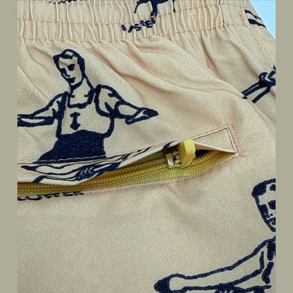 $65 Duvin Design Men's Waterski Swim Trunk Shorts -Yellow/Black-Size: Small-NEW