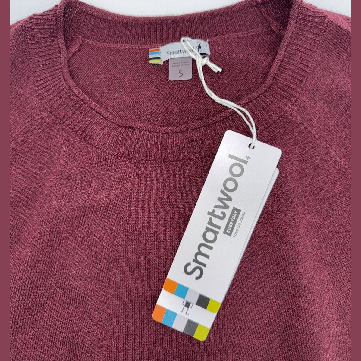 $100 Smartwool Women’s Colorblock Sweater-Cherry Heather (Maroon)-Small -New