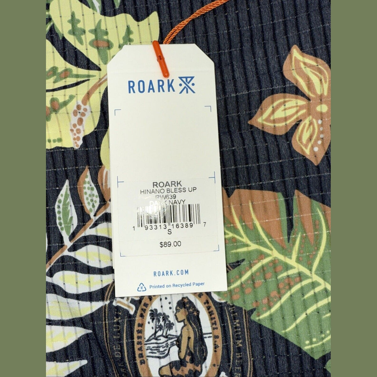 $89 Roark Men’s Hinano Bless Up Button S/S Shirt-Dark Navy (Black)-Small-New Tag