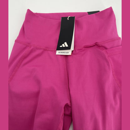 Adidas Woman's Pants Optime Stash Pocket High-Waisted 7/8 Tights-Fuchsia -Small