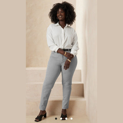 BANANA REPUBLIC Curvy SLOAN Women's Mid Rise Slim Fit Ankle Pants-Gray-Size 14