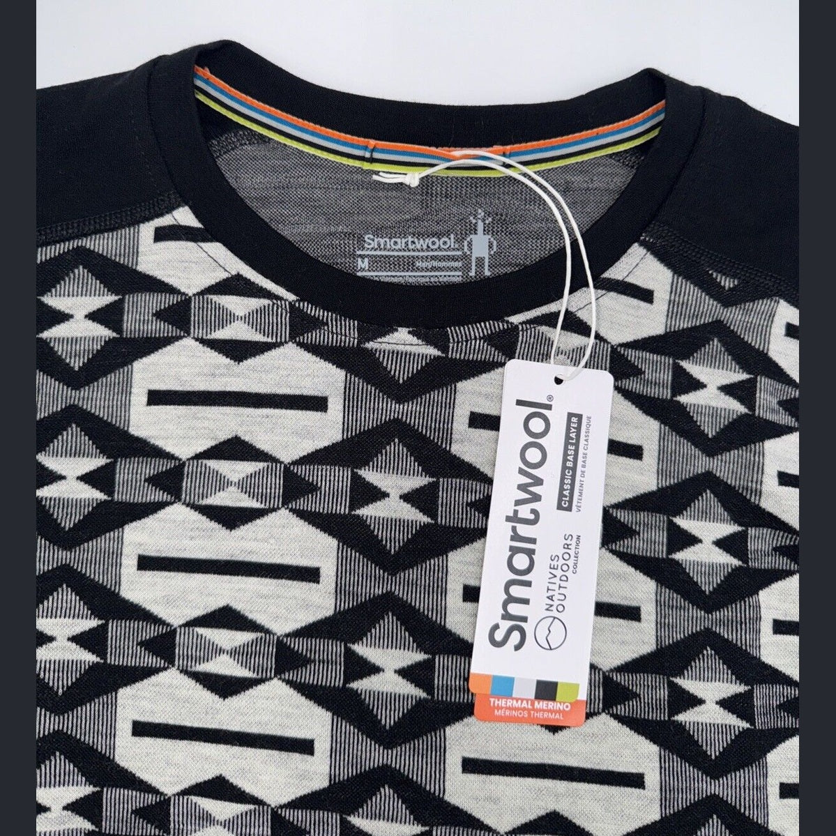 $115 Smartwool Men's Classic Base Layer Merino Crew - Black Clouds - Medium -NEW