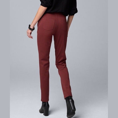 Simply Vera Wang Women’s Mid-Rise Pintuck Ponte Skinny Pants - Houndstooth-Small