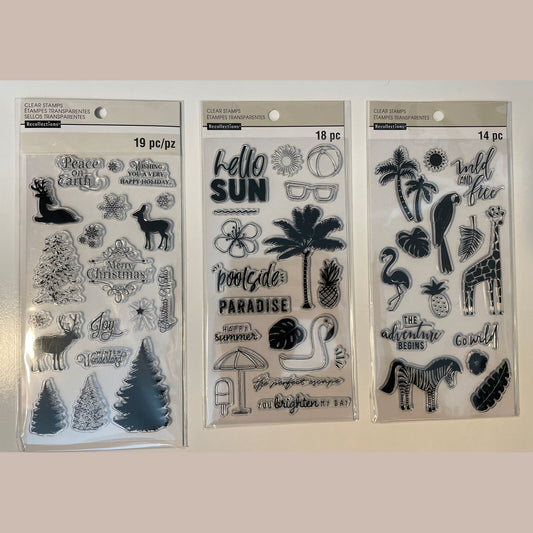 Lot Of 3 Recollections Poly Clear Photopolymer Stamps - Combo Lot