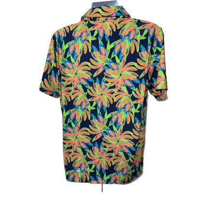 Chubbies Men's The Ocean Flower Performance Polo Shirt-Orange Multi-Medium-New