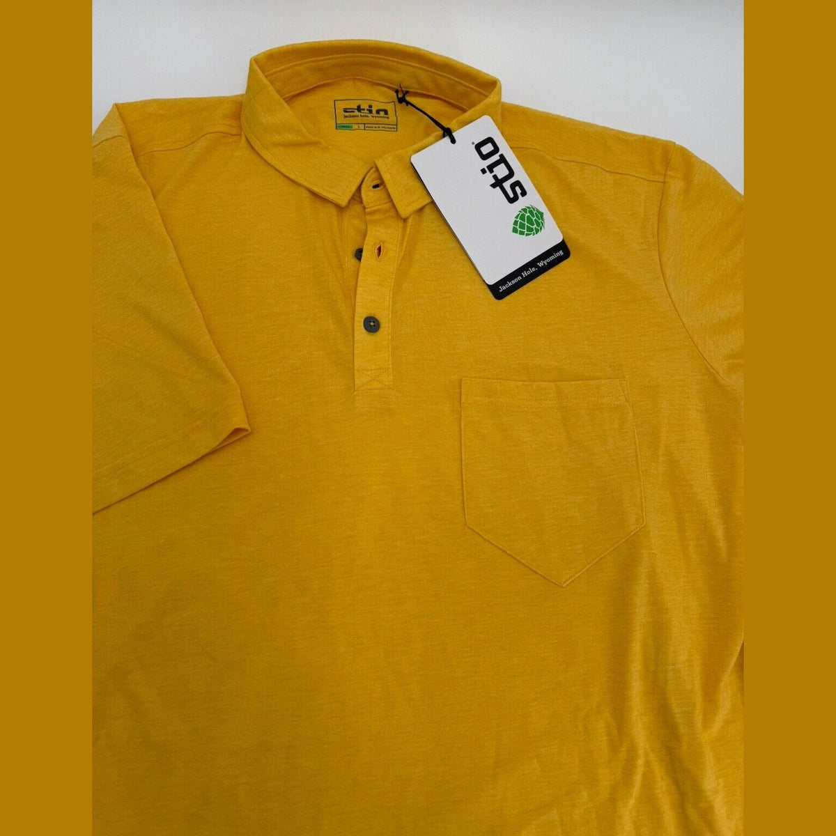 Stio Men's Divide Polo Short Sleeve Jersey Polo Shirt-Bright Yellow-Large-New