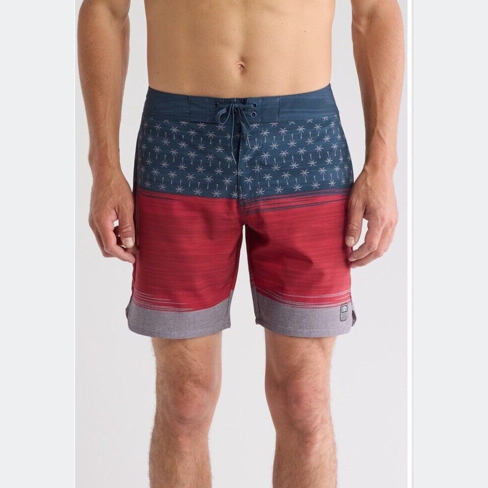 $95 Travis Mathew Men's Murica Fun BoardShorts 8”- Blue Nights- Size: 35”-New