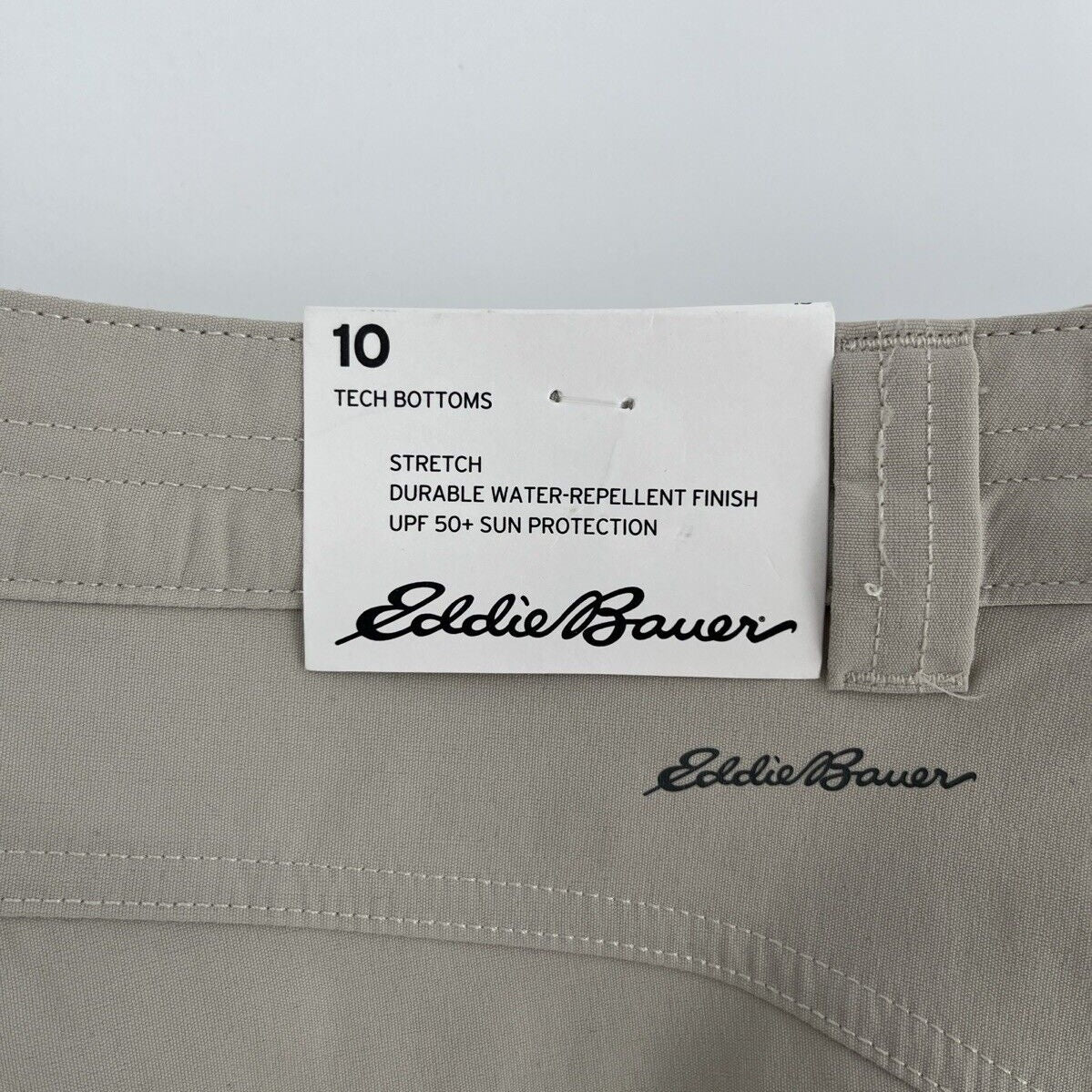 $65 EDDIE BAUER Women’s Tech Capri Pants Cargo Nylon Stretch-Pumice-Size: 10-NEW