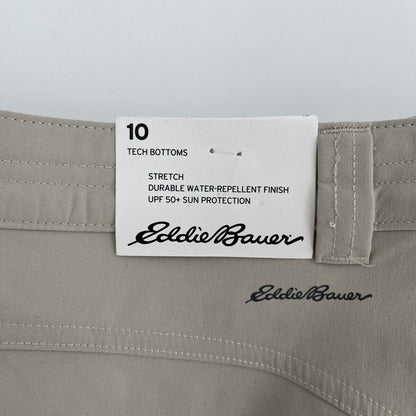 $65 EDDIE BAUER Women’s Tech Capri Pants Cargo Nylon Stretch-Pumice-Size: 10-NEW