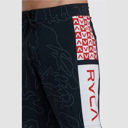 $60 RVCA Men’s Apex 2 - 18" Boardshorts Trunk - Camo Black/Red- Size: 30”- New