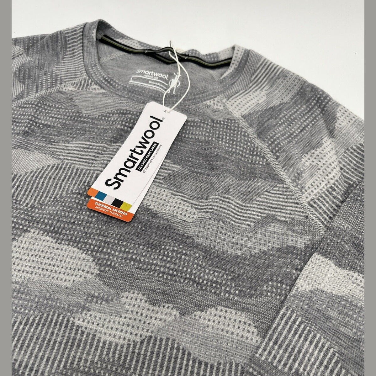 $110 Smartwool Women’s 250 Merino Wool Base Layer Crew Top-Gray Print-XSmall-New
