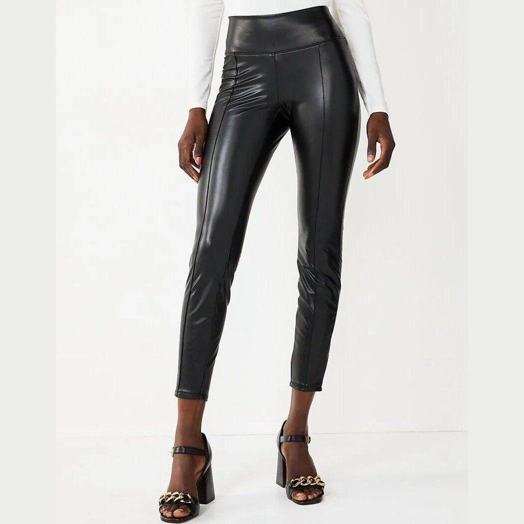 NINE WEST Women's Ponte Legging- Faux Black Leather- Medium - NWT- Retail $36