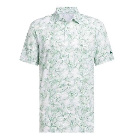 $70 Adidas Men’s ULT365 PINE Print Polo Shirt - White / Green-Medium - New Tags