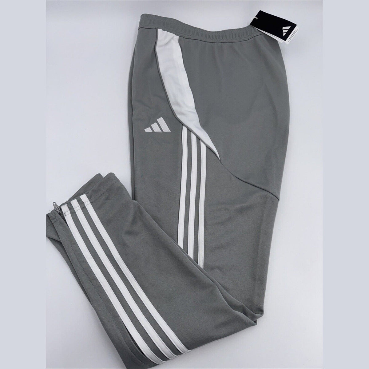 $50 Adidas Men's Tiro 24 Slim Training Pants- Grey On White-Large Tall (32L) New