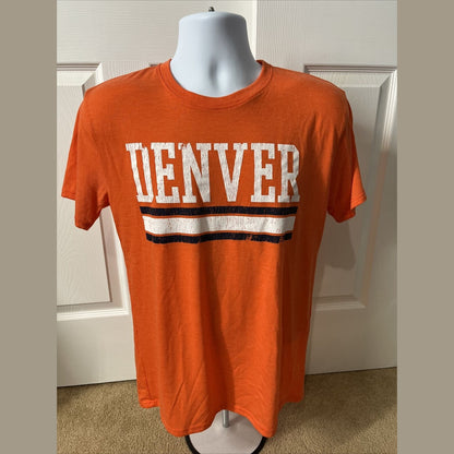 Where I’m From Men’s Denver Soft Cotton T Shirt-Orange/White/Navy-Small-New