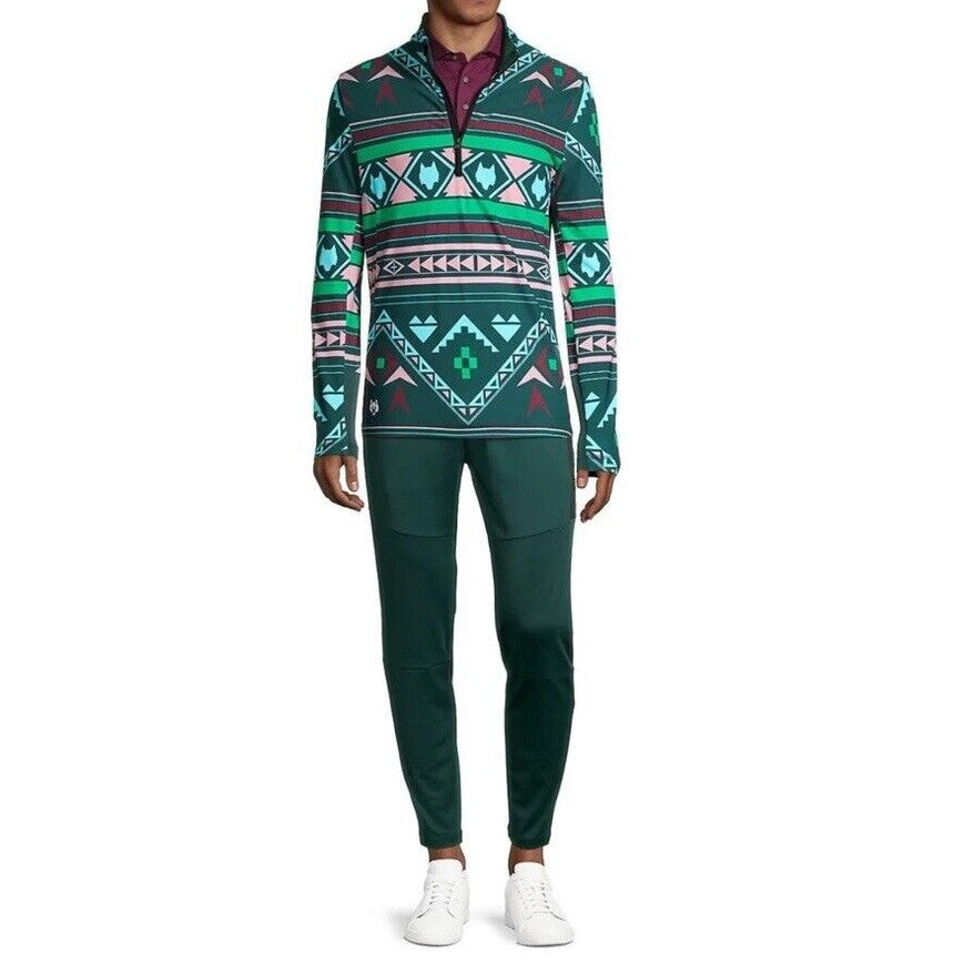 $200 Greyson Golf Pullover Sequoia Ghostwolf Print 1/4 Zip-Multicolor-Medium NWT