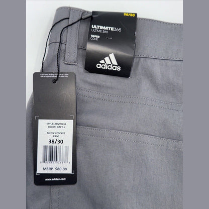 $80 ADIDAS Men's Ultimate 365  5-Pocket Tapered Golf Pants-Grey 5 -38W 30L-New