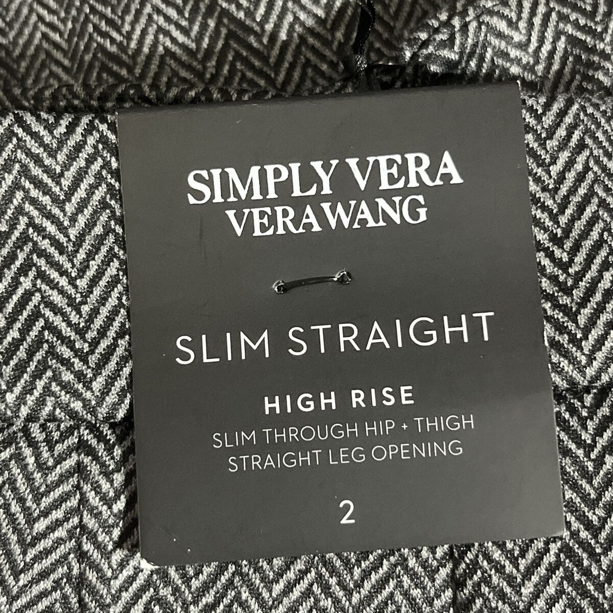 Simply Vera Wang Women’s High Rise Slim Straight Twill Pants- Grey-Size: 2- New