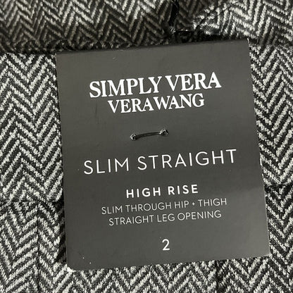 Simply Vera Wang Women’s High Rise Slim Straight Twill Pants- Grey-Size: 2- New