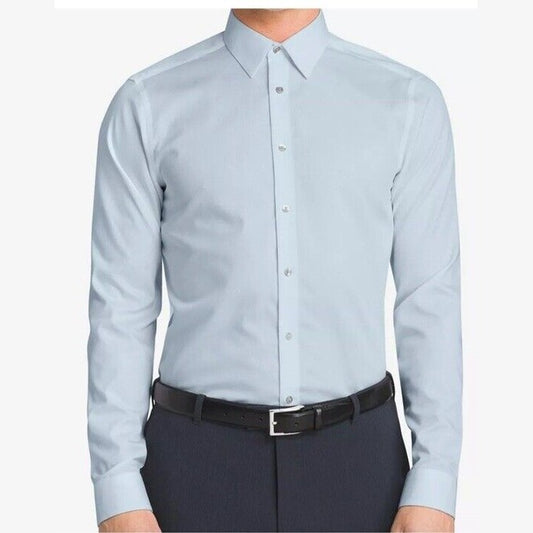 $79 Calvin Klein Men’s Slim-Fit Long Sleeve Button Dress Shirt-Blue-17 36/37-New