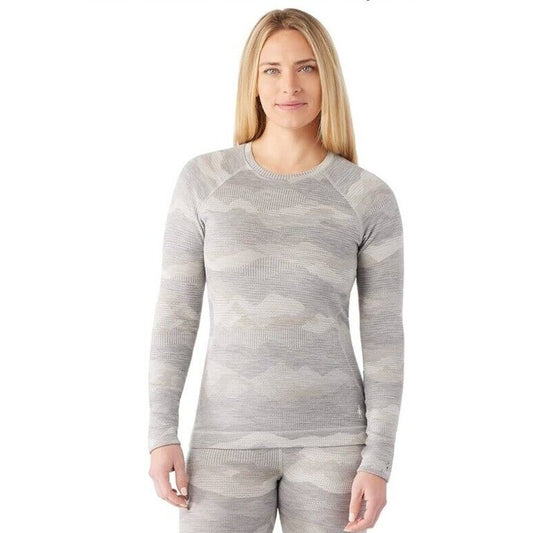 $110 Smartwool Women’s 250 Merino Wool Base Layer Crew Top-Gray Print-2X-New