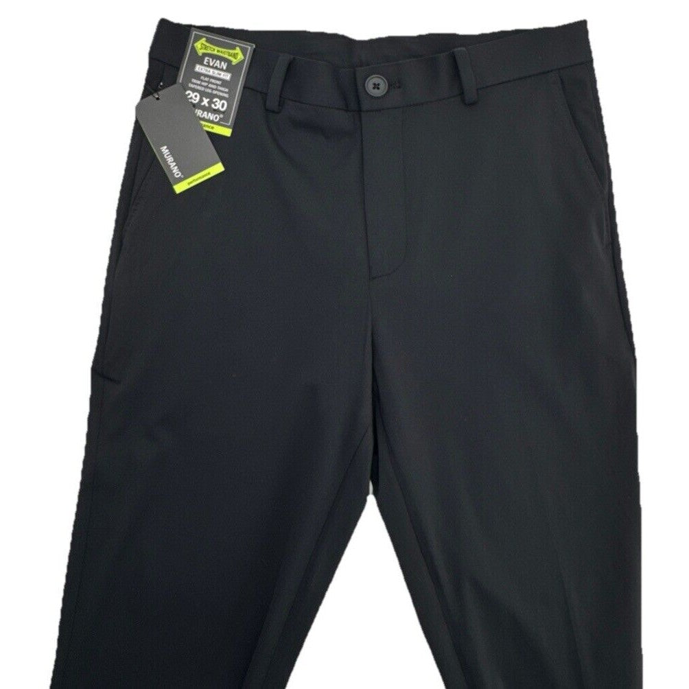 Murano Evan Extra SlimFit FlatFront Tapered Leg Chino Dress Pants-Black- 29W 30L