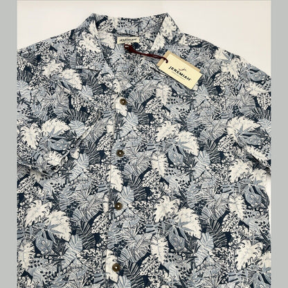 $85 Jeremiah Men’s Linen Viscose Blend Short Sleeve Button Shirt-Blue-Medium-New
