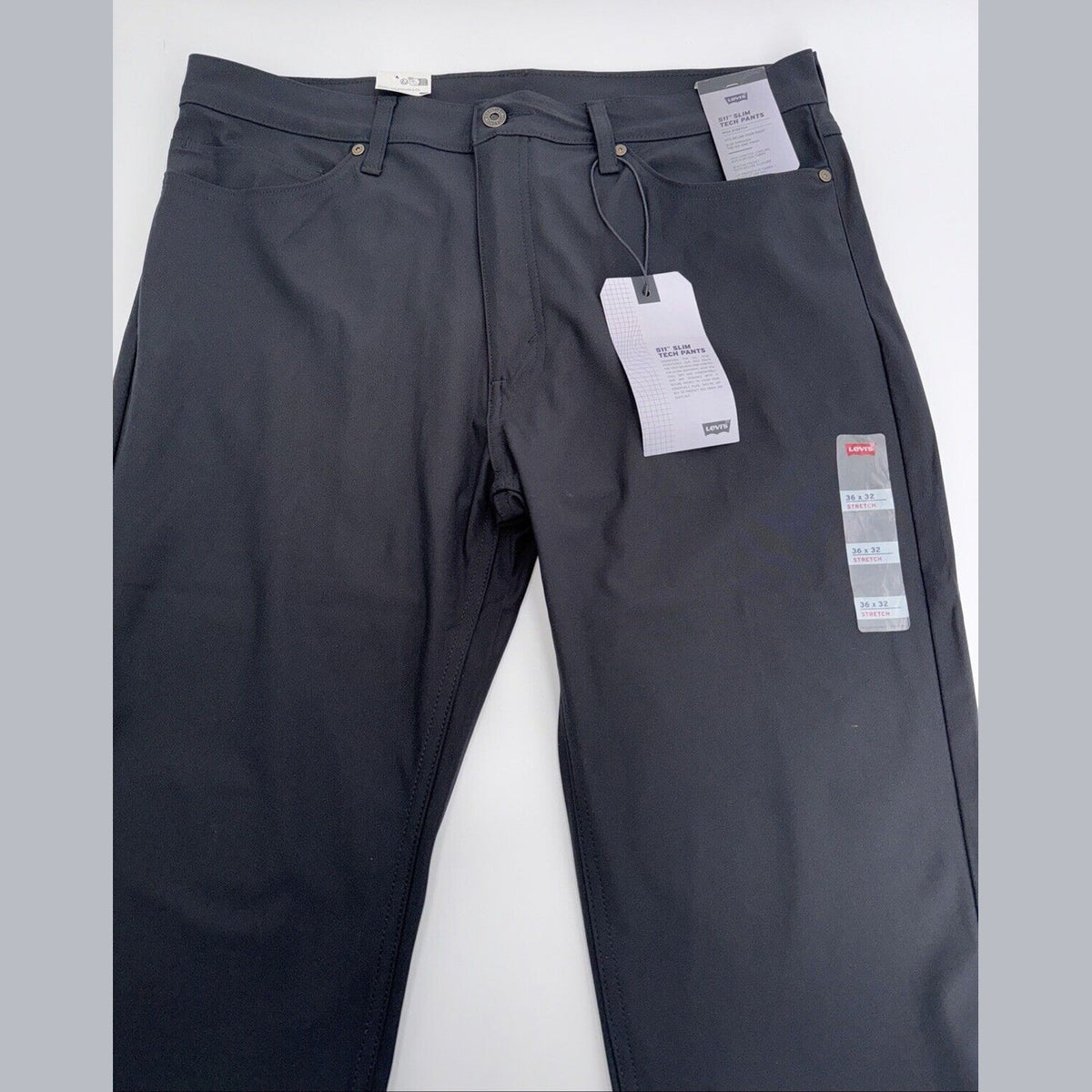 $70 Levi's Men's 511 Slim Tech Pants Stretch A92130010- Black- 36W 32L - New Tag