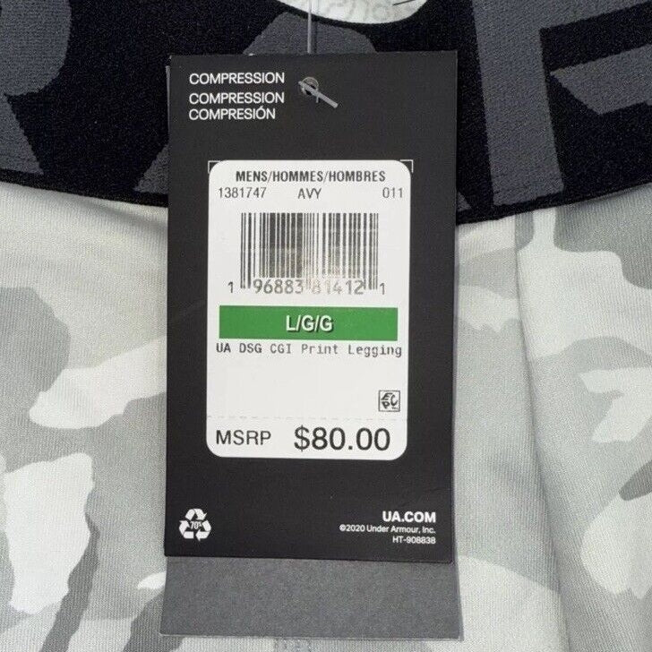 Under Armour Men's ColdGear Infrared Printed Leggings 1381747-Grey Camo-Large