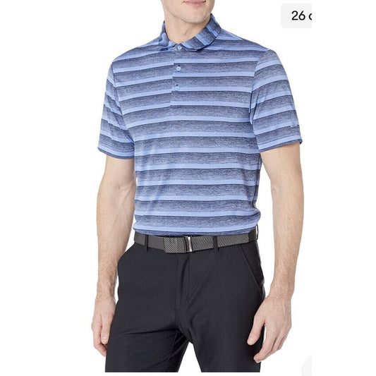 Man's Shirts & Tops adidas Golf Two-Color Stripe Polo - Collegiate Navy- Small