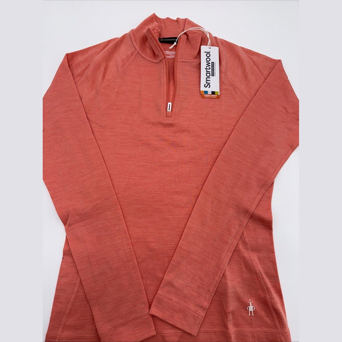 $115 Smartwool Women’s 1/4 Zip Thermal Pullover Merino Wool-Sunset Coral -XSmall