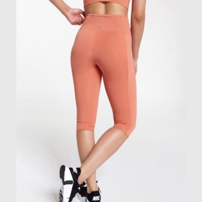 $70 CALIA  Women’s PowerMove High Rise Knee Crop Tights -Apricot Aura-Large-NWT