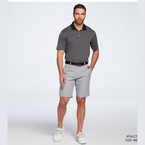Walter Hagen Men’s Essentials Stripe Golf Shirt Polo-Black/Grey-Small-New Tag$60