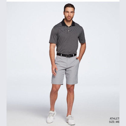 Walter Hagen Men’s Essentials Stripe Golf Shirt Polo-Black/Grey-Small-New Tag$60