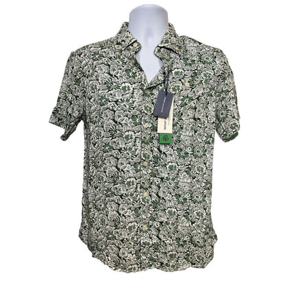 $59 Report Collection Men’s Tropical Print Short Sleeve Button Down-Green-Small