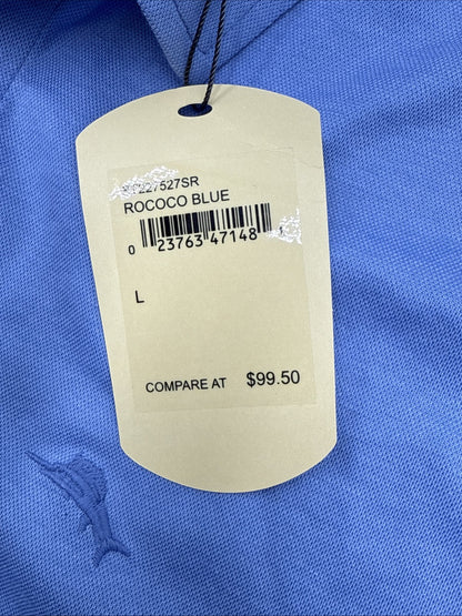 $100 Tommy Bahama Men’s Soft Polo Shirt ST227527SR- Rococo Blue-Large -NEW