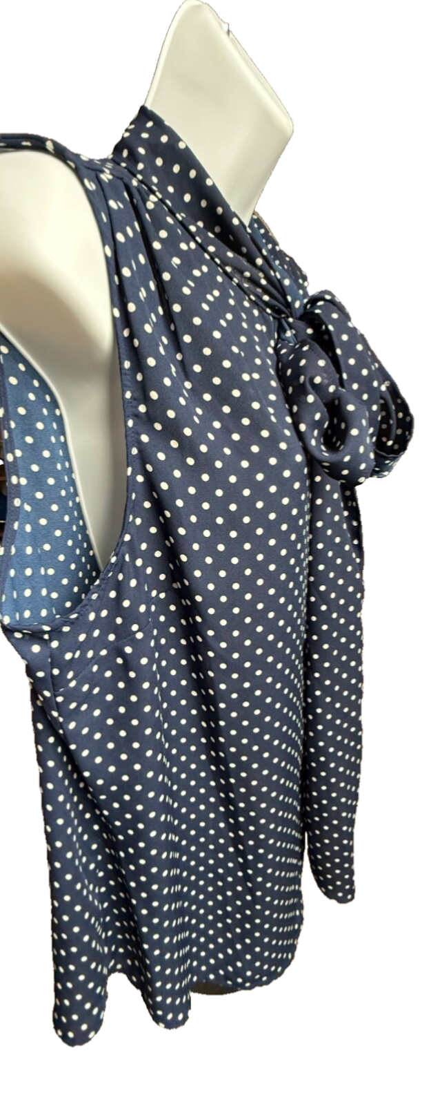 $50 New York & Co. Women’s- Eva Mendes Bow Tie Neck Blouse-Navy-Large-New Tag