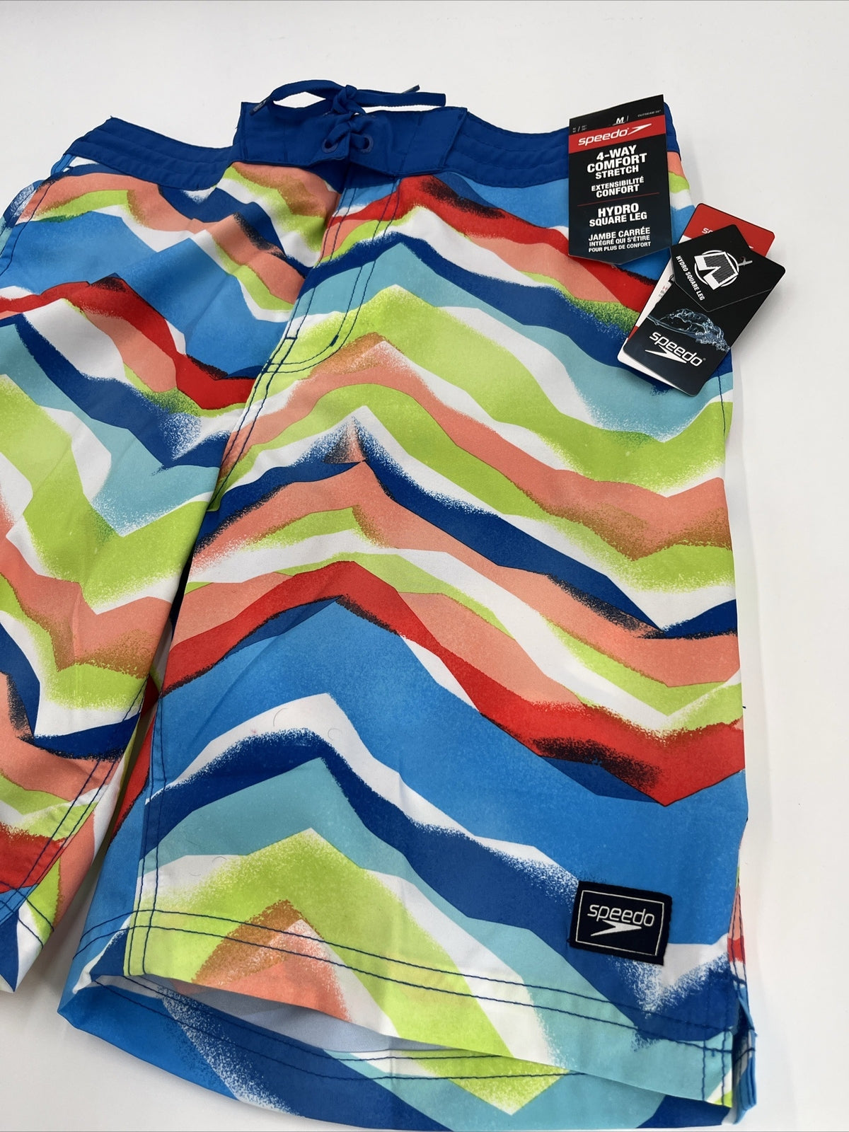 $62 Speedo Men’s Bondi 9""  Comfort Stretch Lined Boardshorts-Multi-Medium-New
