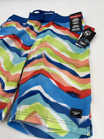 $62 Speedo Men’s Bondi 9""  Comfort Stretch Lined Boardshorts-Multi-Medium-New