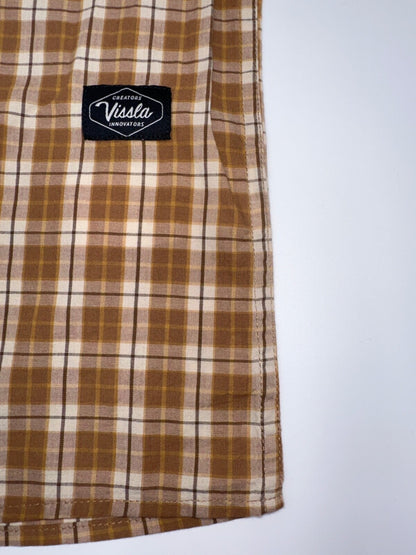 L$70 Vissla Men's Creators Ranger Eco SS Button Down Shirt - Brown/Yellow- New